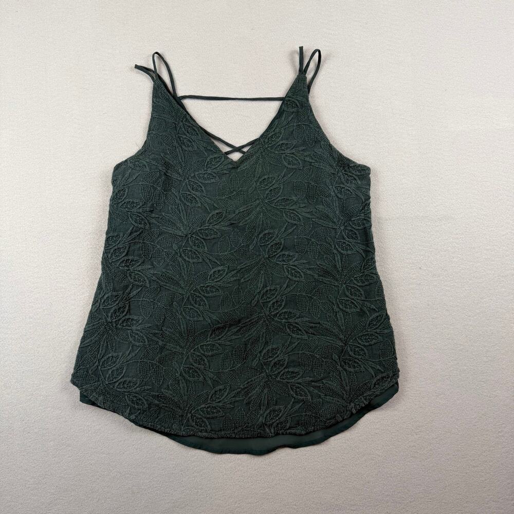 LOFT Petites XS/P Dark Green/Black Lace Cami Tank